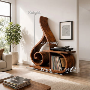 Contemporary Sculptural Wooden Record Player Stand For Living Room