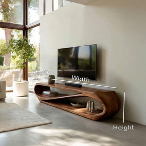 Sculptural Natural Wood TV Console For Modern Living Room