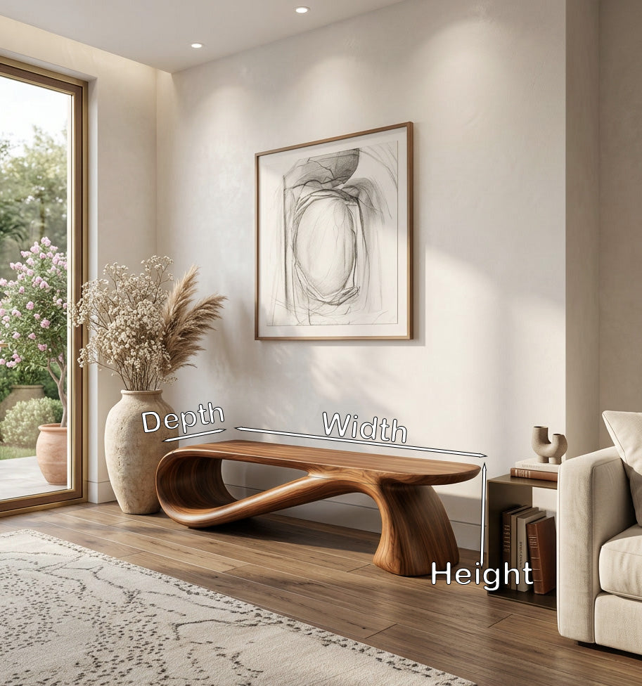 Minimalist Wooden Bench For Living Room Accent Decor