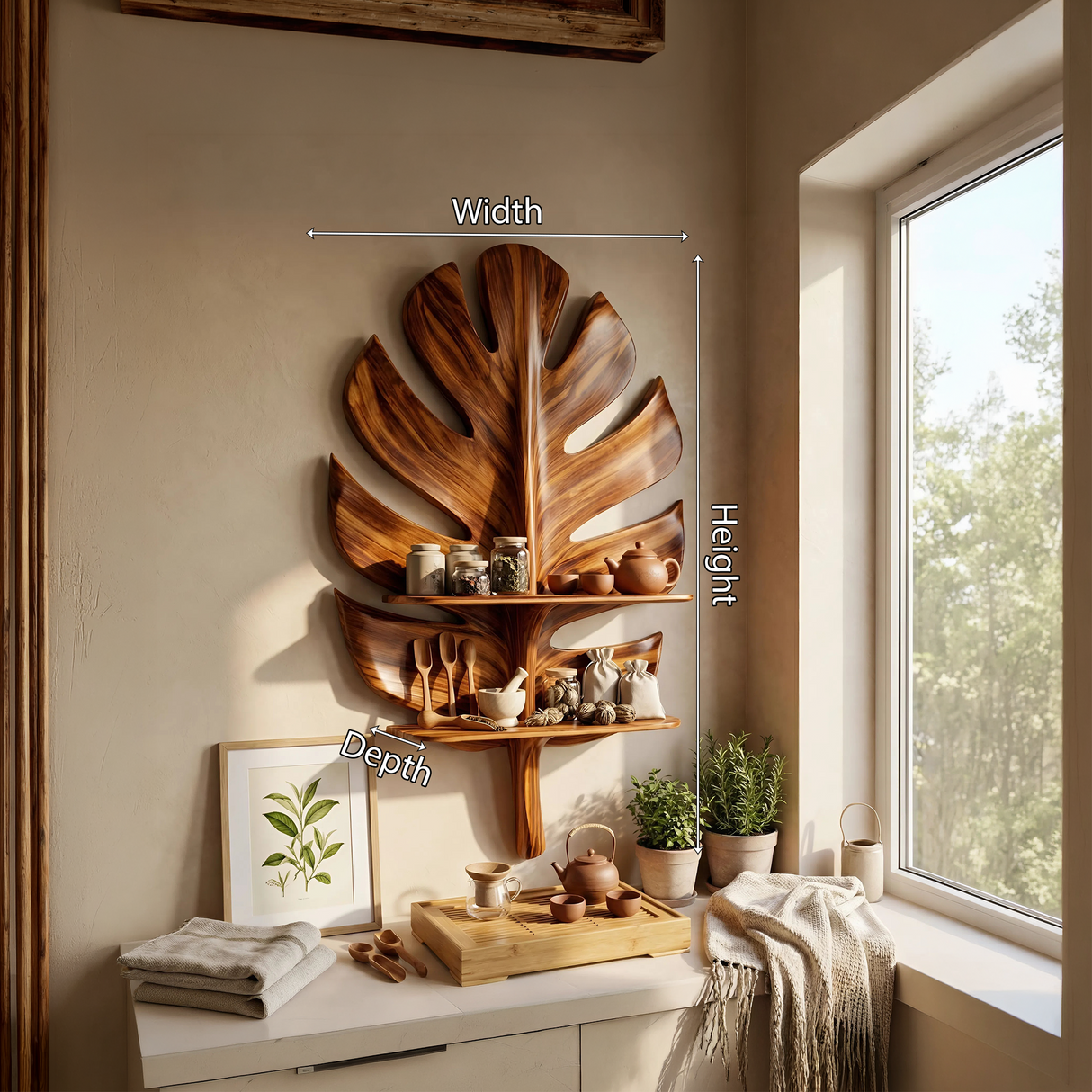Mid Century Wall Mounted Shelf For Bedroom Decor