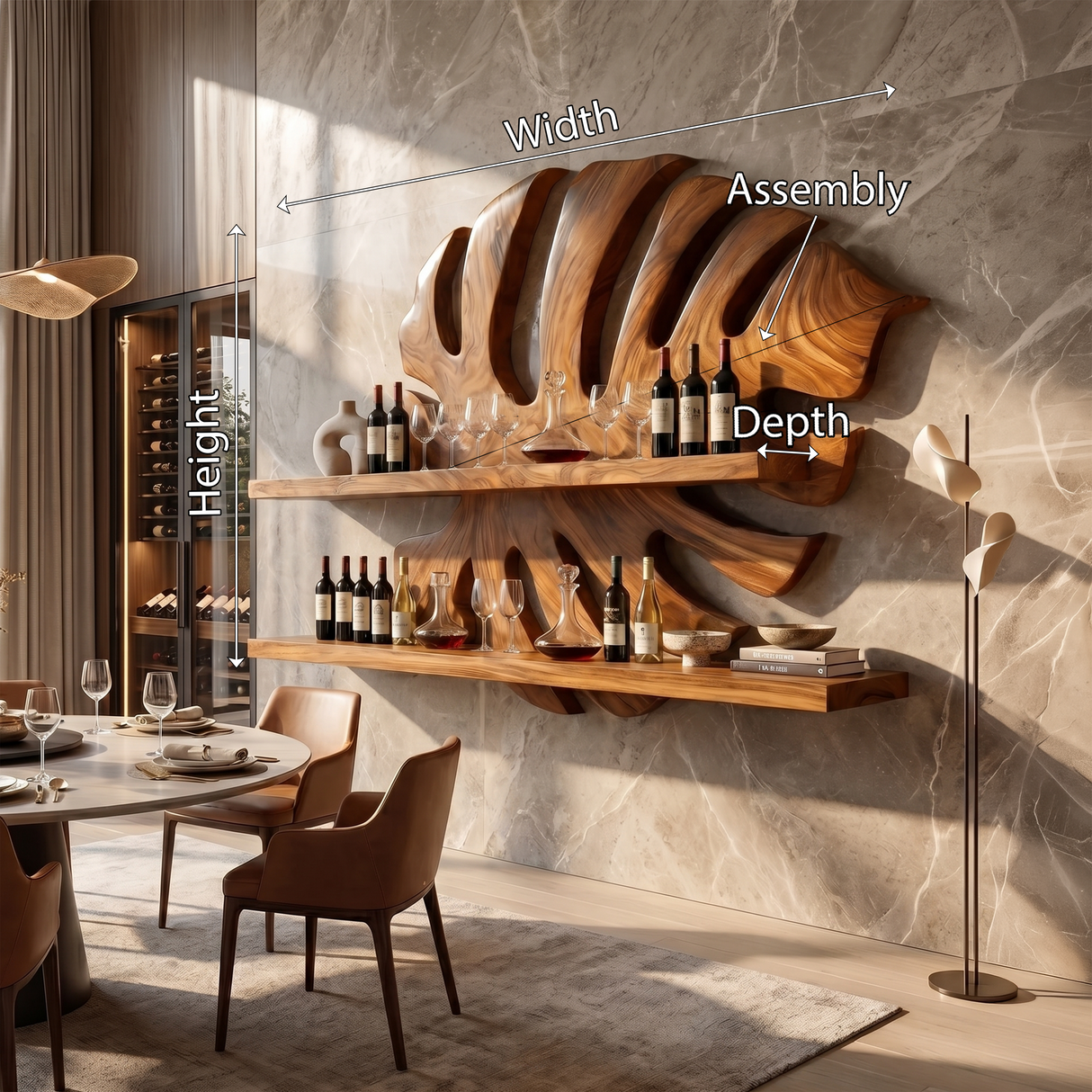 Handcrafted Wall Wine Rack For Entryway Beverage Showcase Unit