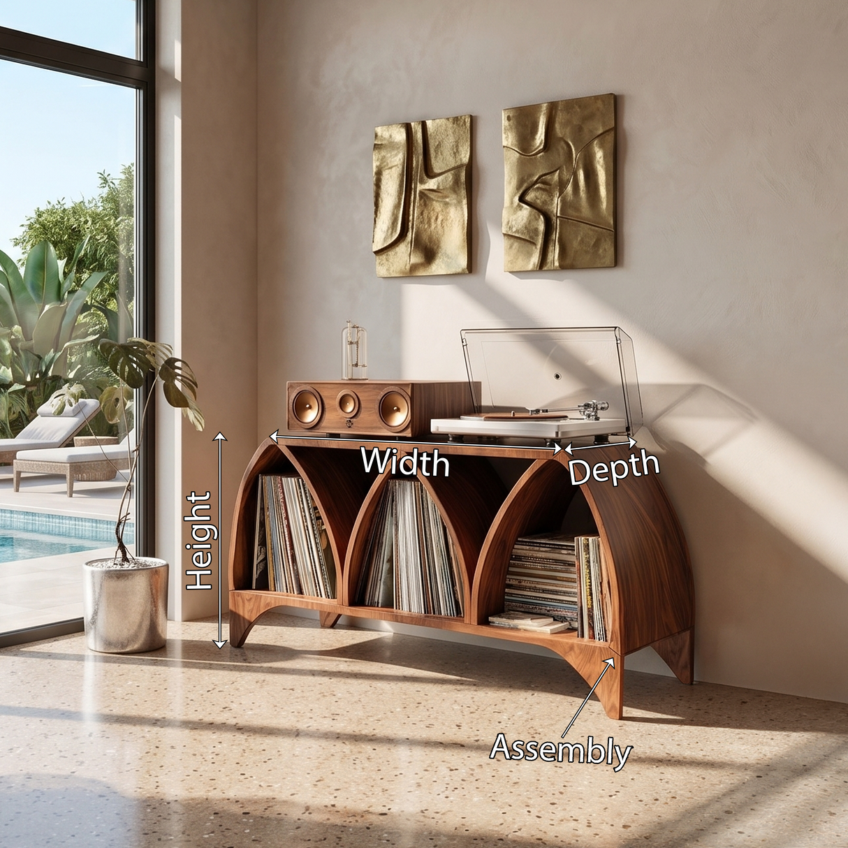 Scandinavian Arch Vinyl Storage Cabinet Guest Suite