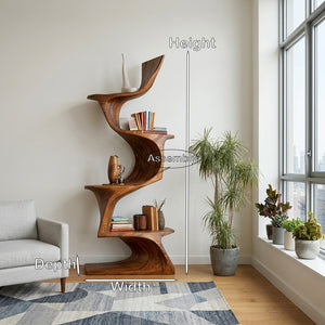 Organic Modern Natural Wood Bookshelf For Home Decor Corner
