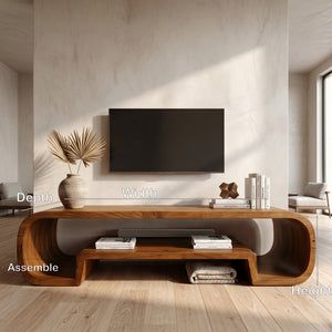 Organic Sculptural Wooden TV Cabinet for Living Room