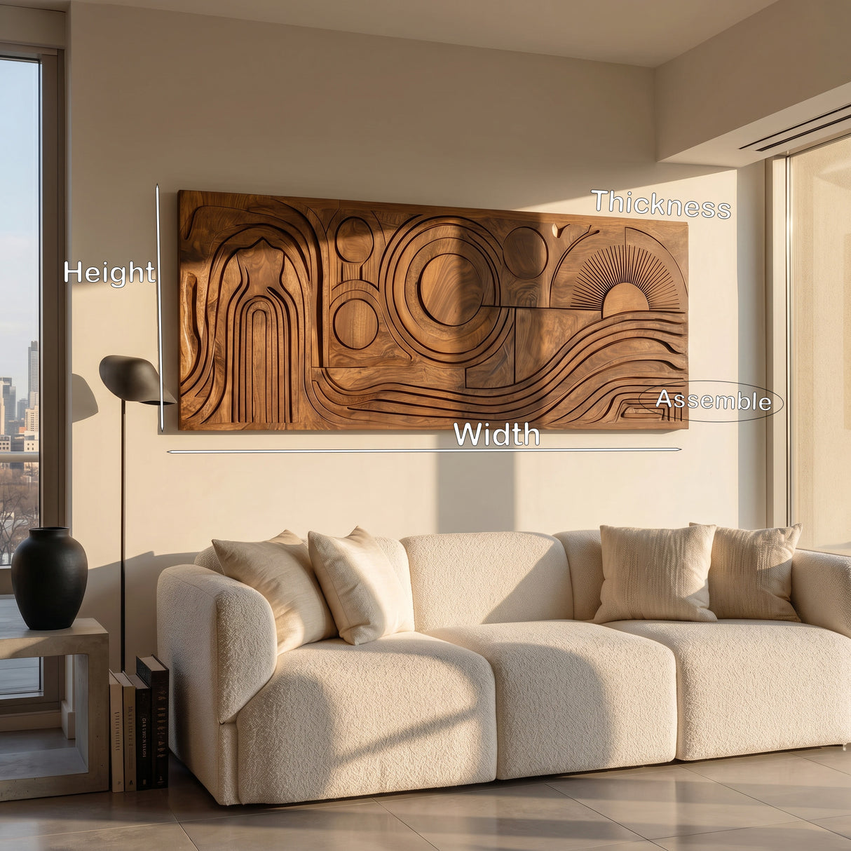 Mid Century Abstract Wood Wall Art For Living Room