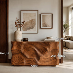 Organic Wood Sculptural Console Table For Home Decor