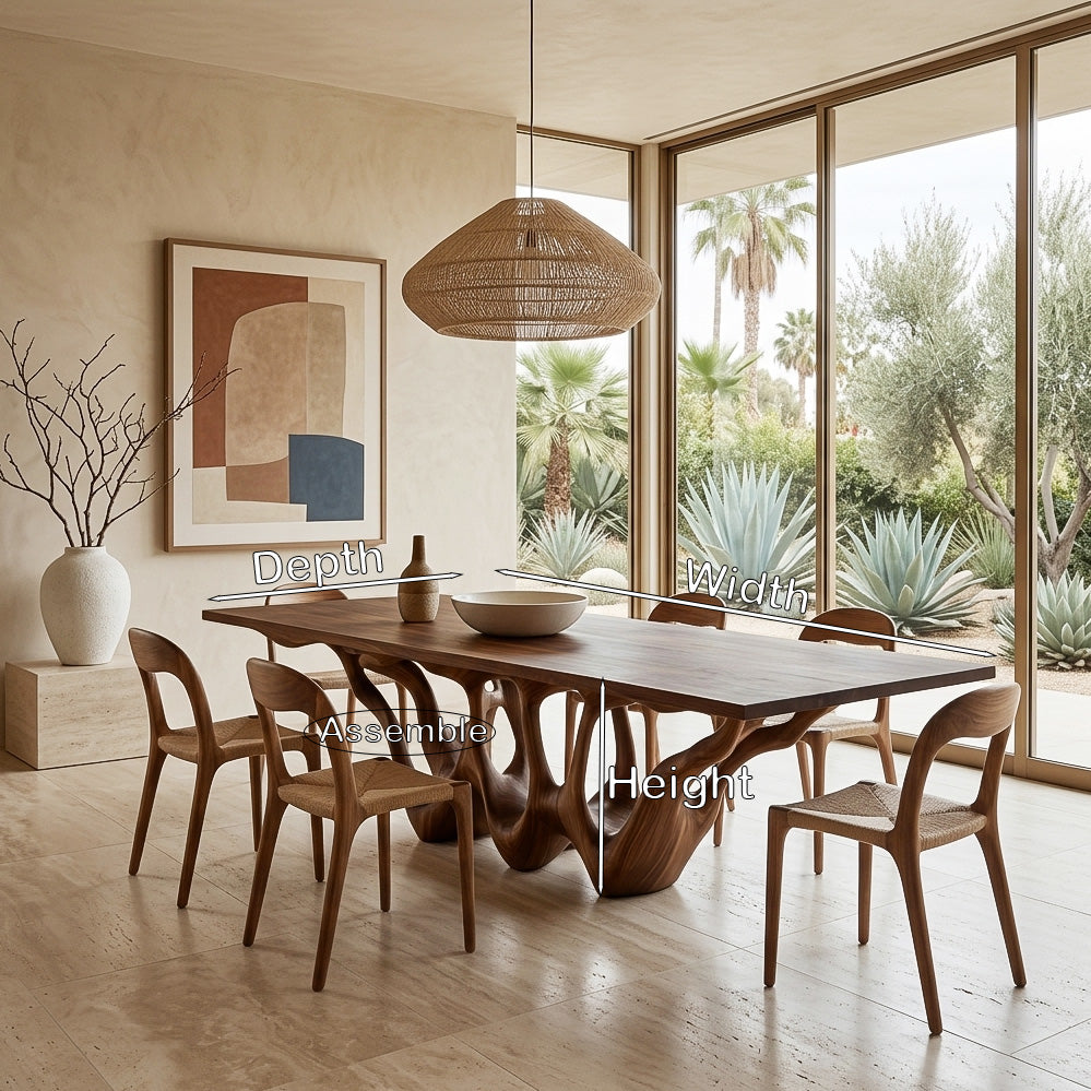 Organic Wooden Dining Table With Sculptural Root Base For Dining Room