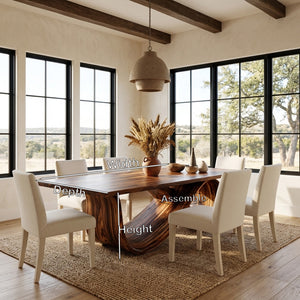 Organic Wood Dining Table With Infinity Loop Base For Kitchen