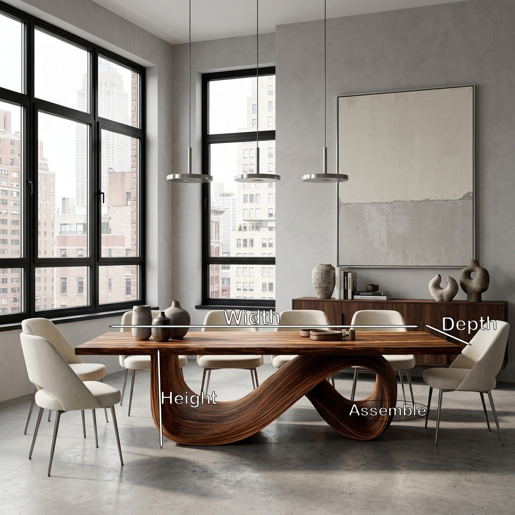 Modern Dining Table With Infinity Curve Base For Luxury Dining