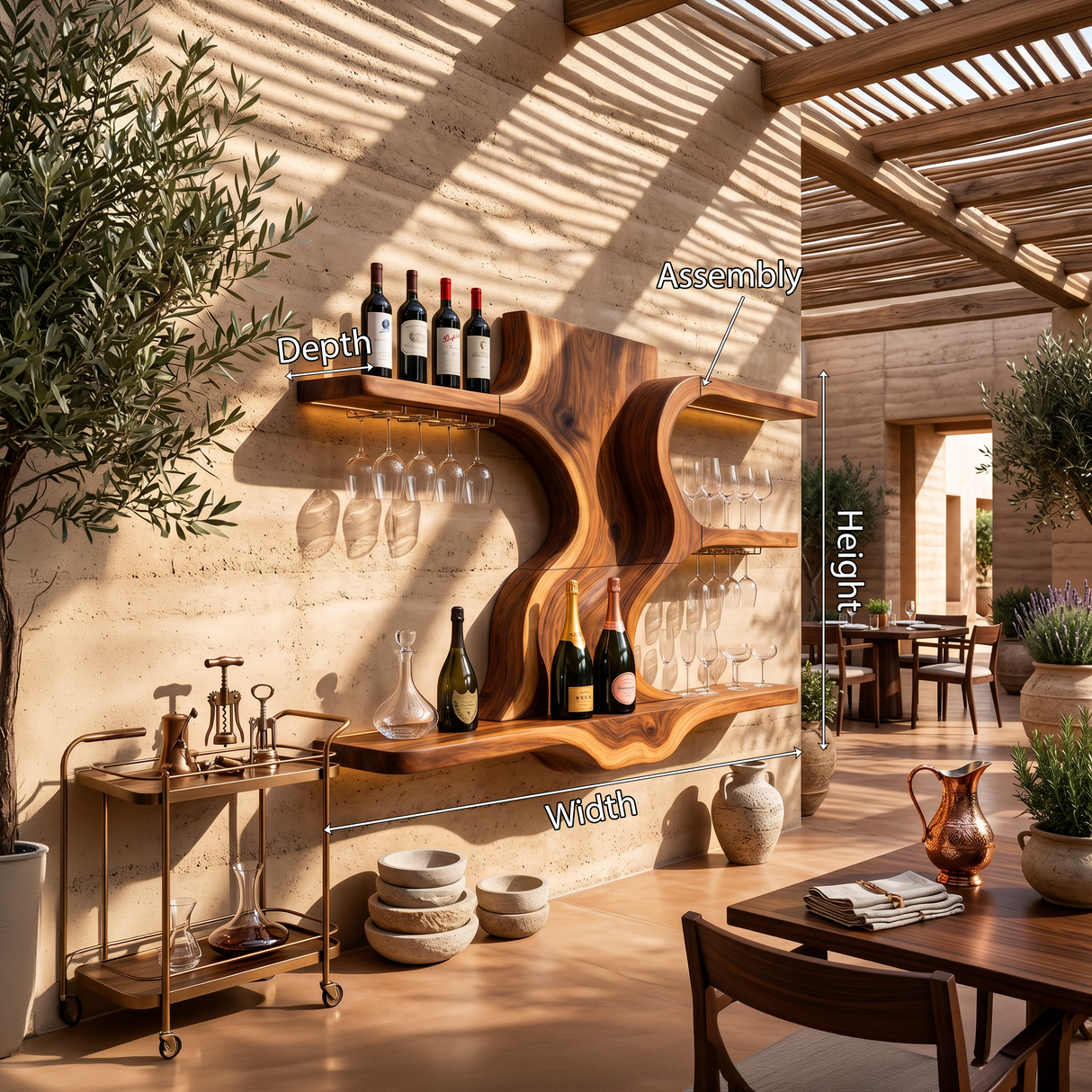 Modern Open Shelf Wine Rack For Entertaining Area
