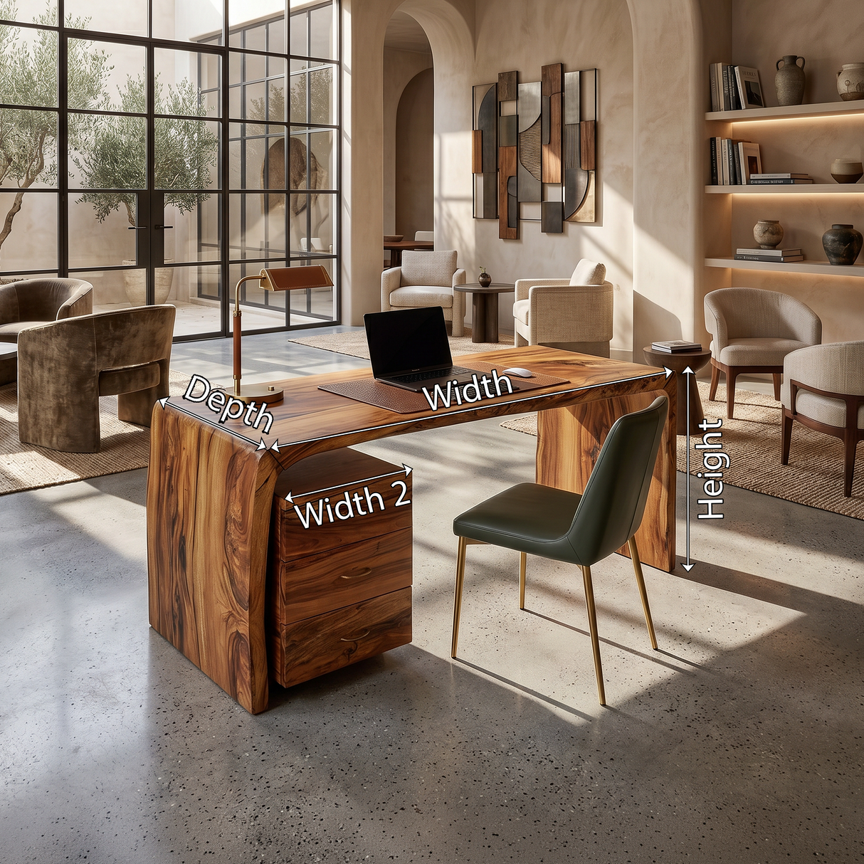 Luxury Executive Desk With Drawer Pedestal For Open Office