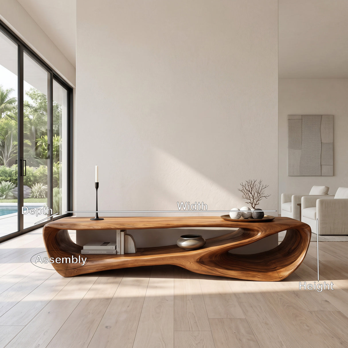 Minimal Curved  TV Console For Living Room