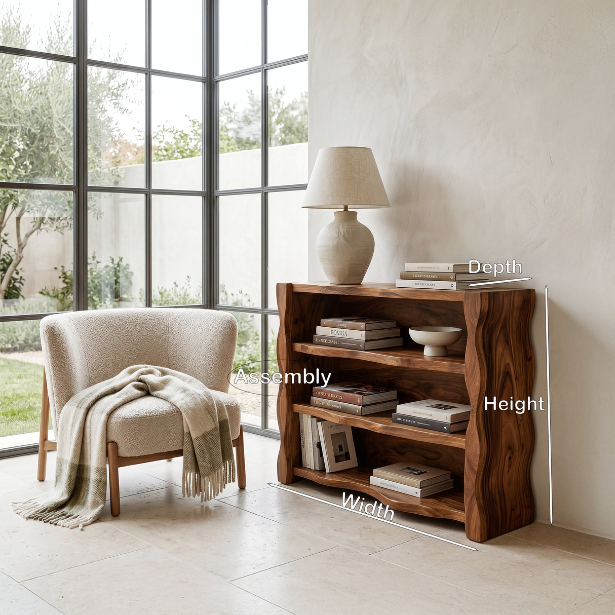 Organic Wavy Console Table With Three Tiers For Interior