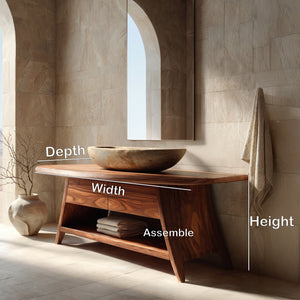 Organic Wood Bathroom Vanity With Open Storage For Bathroom