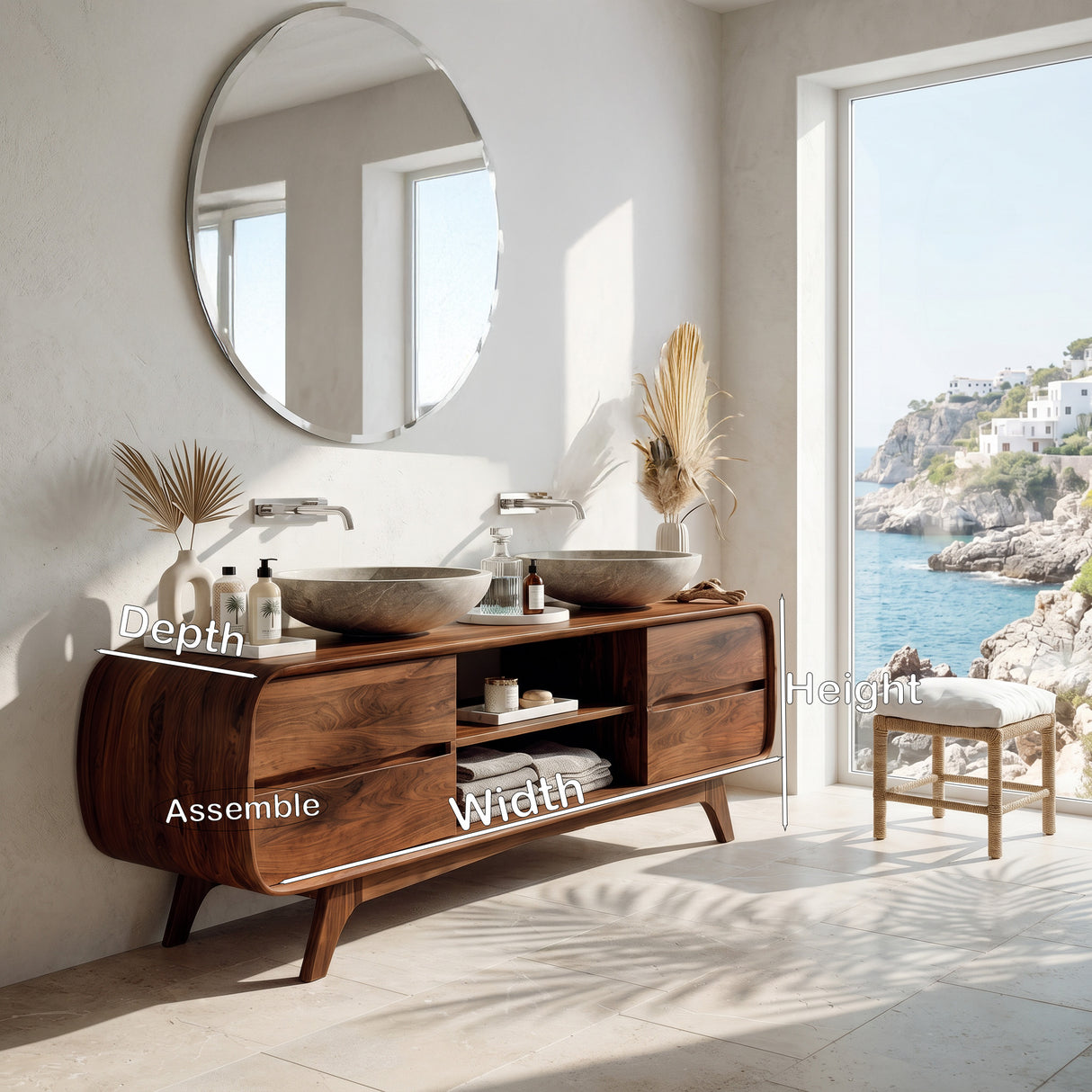 Modern Bathroom Vanity With Open Shelf In The Middle For Bathroom