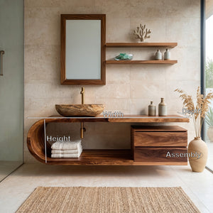 Organic Floating Bathroom Vanity With Rounded Edge For Bathroom