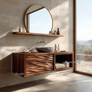 Modern Floating Bathroom Vanity With Wave Front For Bathroom Decor