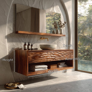 Contemporary Floating Bathroom Vanity With Carved Front For Bathroom