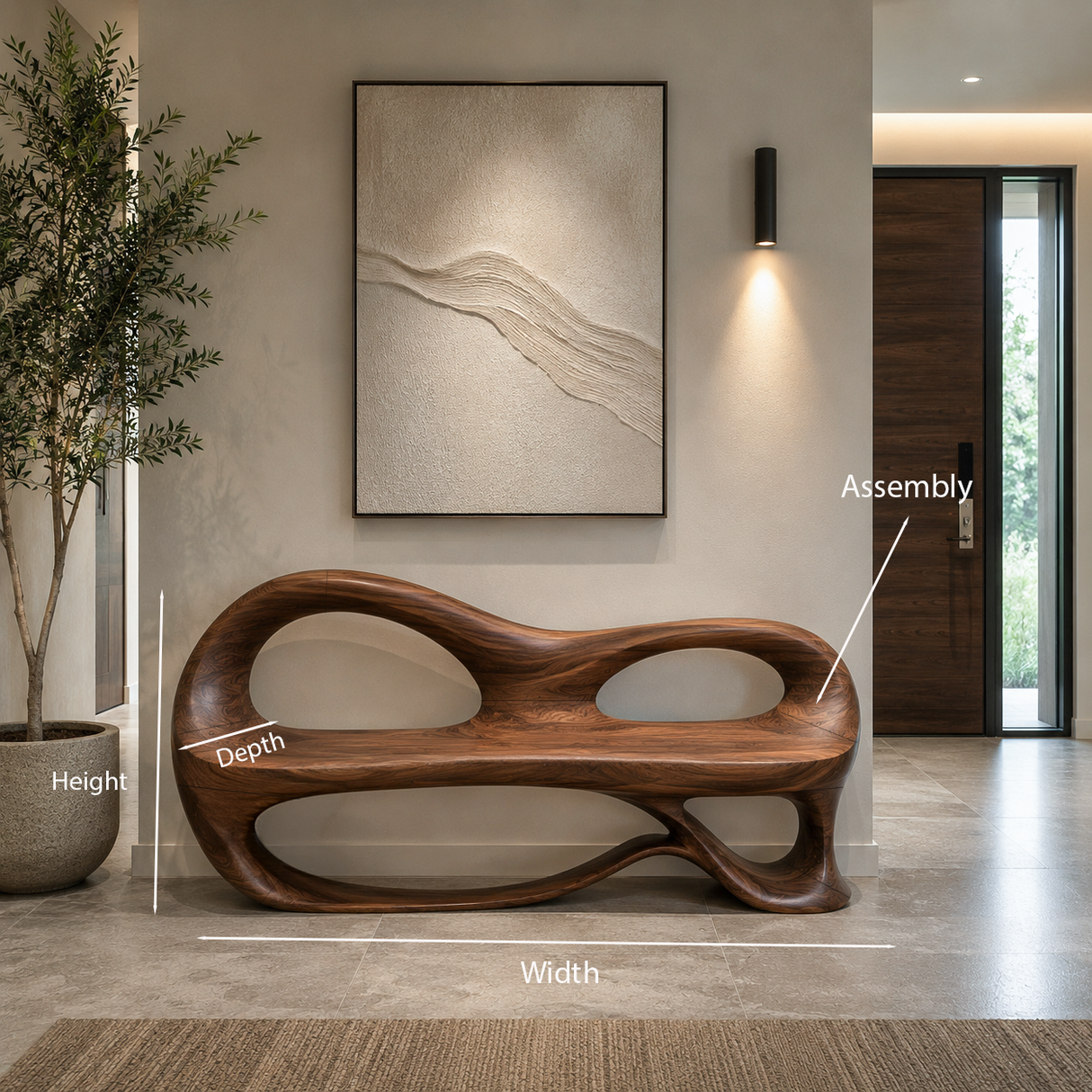 Organic Sculptural Bench For Luxury Entryway Decor