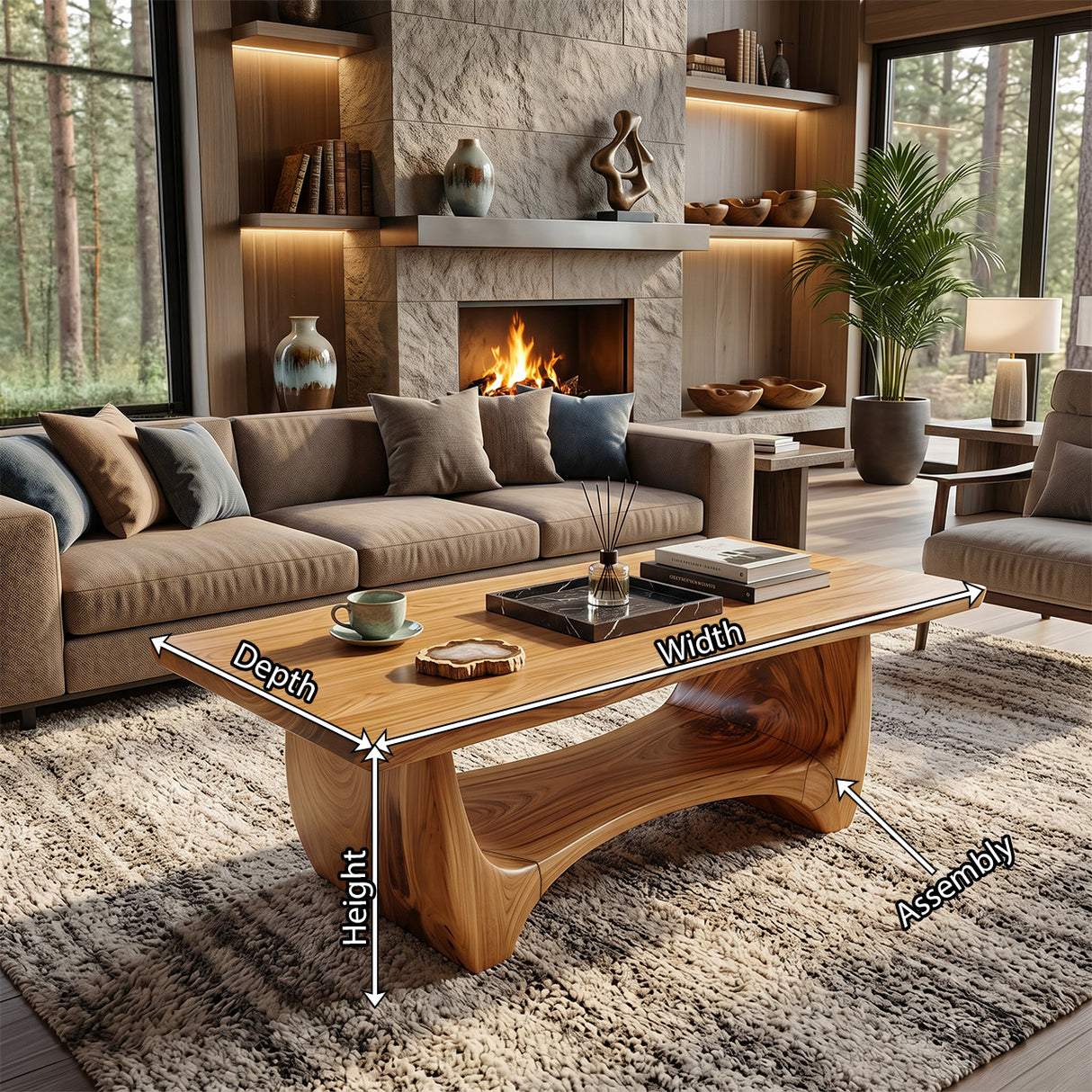 Handcrafted Solid Wood Low Coffee Table For Living Roomdecor