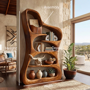 Luxury Sculptural Form Wooden Bookshelf For Living Room