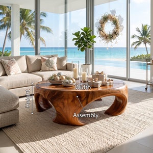 Farmhouse Wooden Coffee Table For Living Room Holiday Decoration