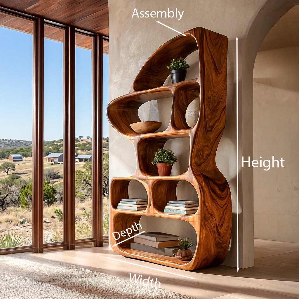 Organic Bookcase With Contemporary Sculptural Form For Living Room