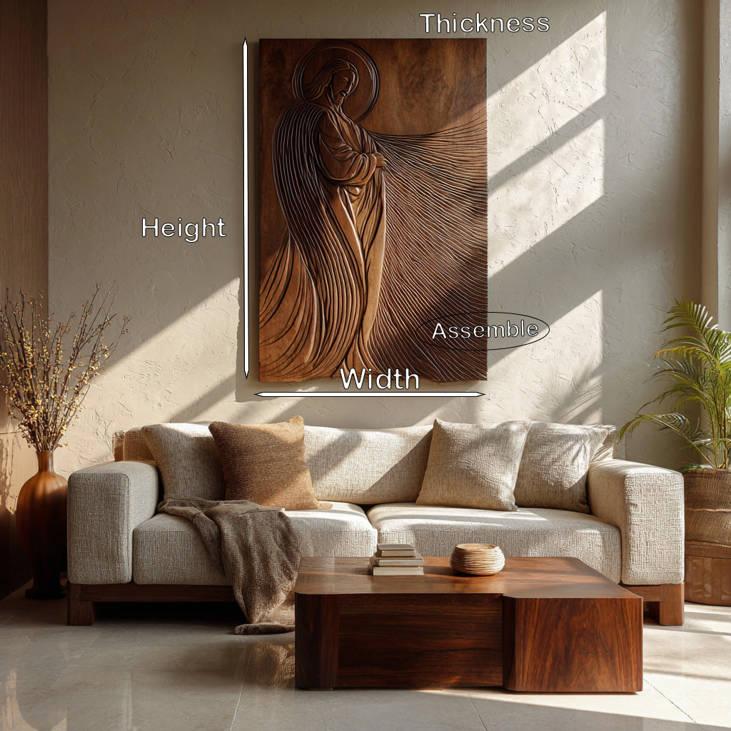 Modern Sacred Wood Carving Wall Art For Living Room