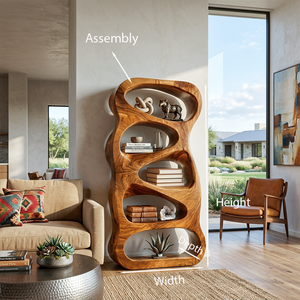 Organic Wooden Book Storage For Living Furniture