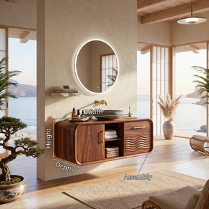 Mid Century Floating Vanity With Storage For Bathroom