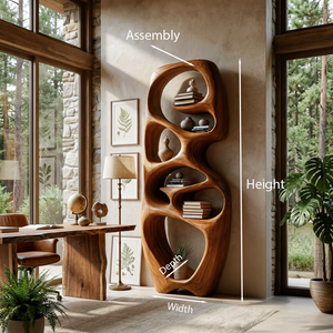 Contemporary Wooden Bookshelf Fluid Sculptural Design For Living Room