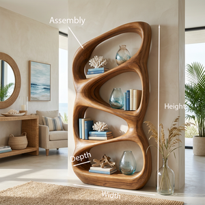 Nature Inspired Wooden Bookshelf With Organic Form For Contemporary Living