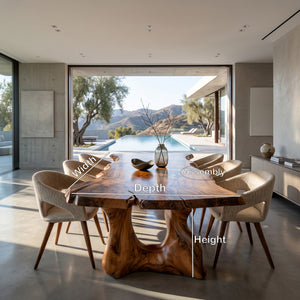 Live Edge Sculptural Dining Table For Modern Dining Room
