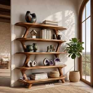 Modern Wooden Bookshelf With Storage Function For Living Room