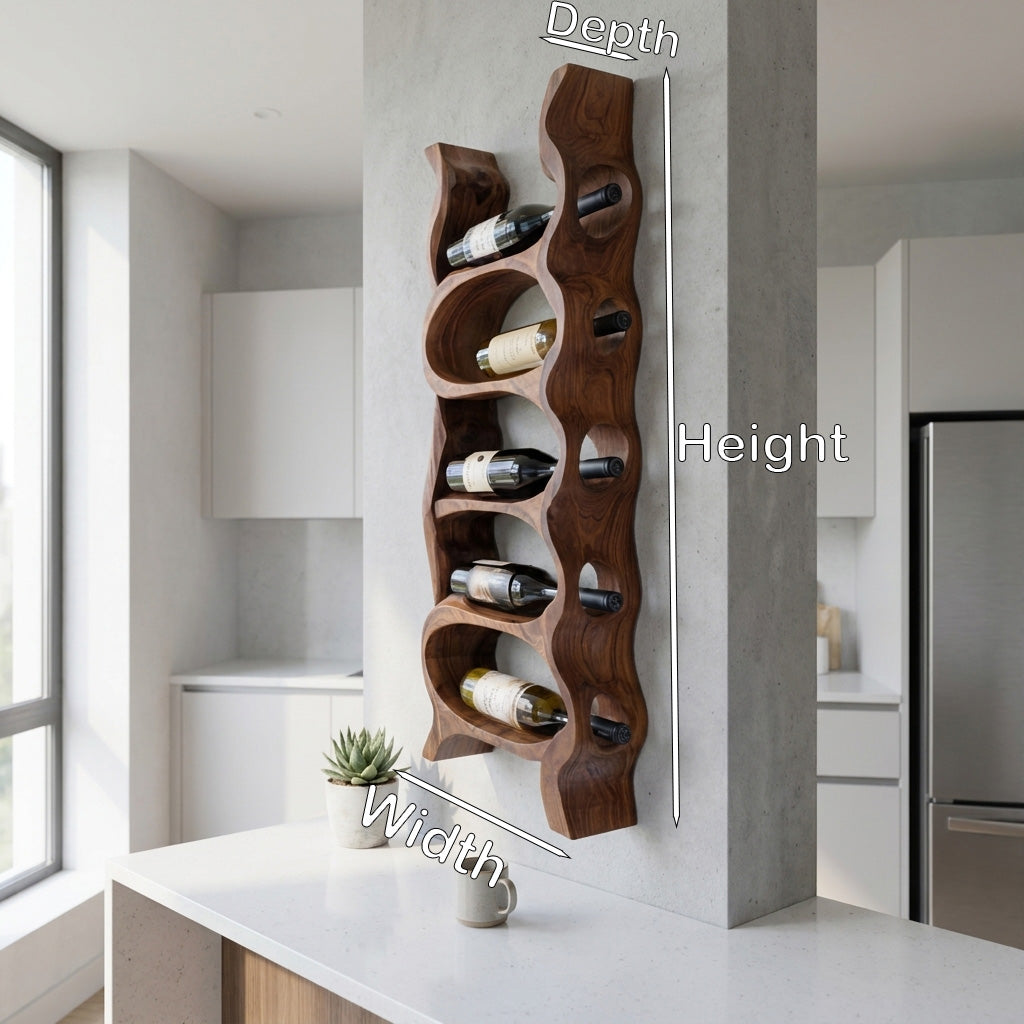 Organic Natural Wood Wine Rack For Kitchen Wall Storage