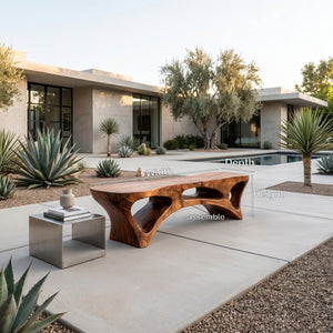 Minimalist Natural Wood Outdoor Bench For Patio Seating