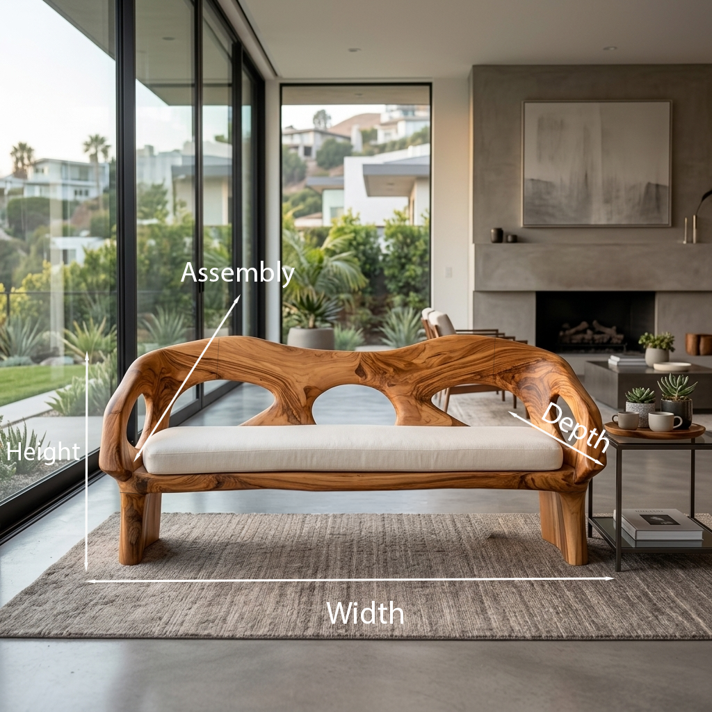 Luxury Wooden Sofa Unique Curved Design For Living Room