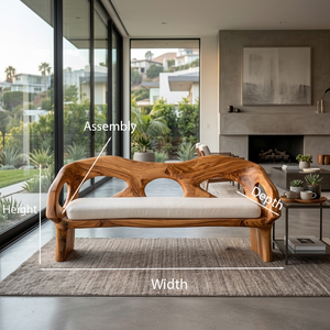 Luxury Wooden Sofa Unique Curved Design For Living Room
