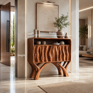 Wooden Console Table With Classic Carved Front For Modern Home