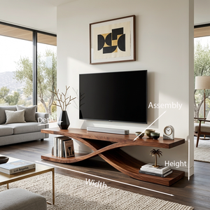 Modern Wooden TV Stand With Sculptural X-shaped For Living
