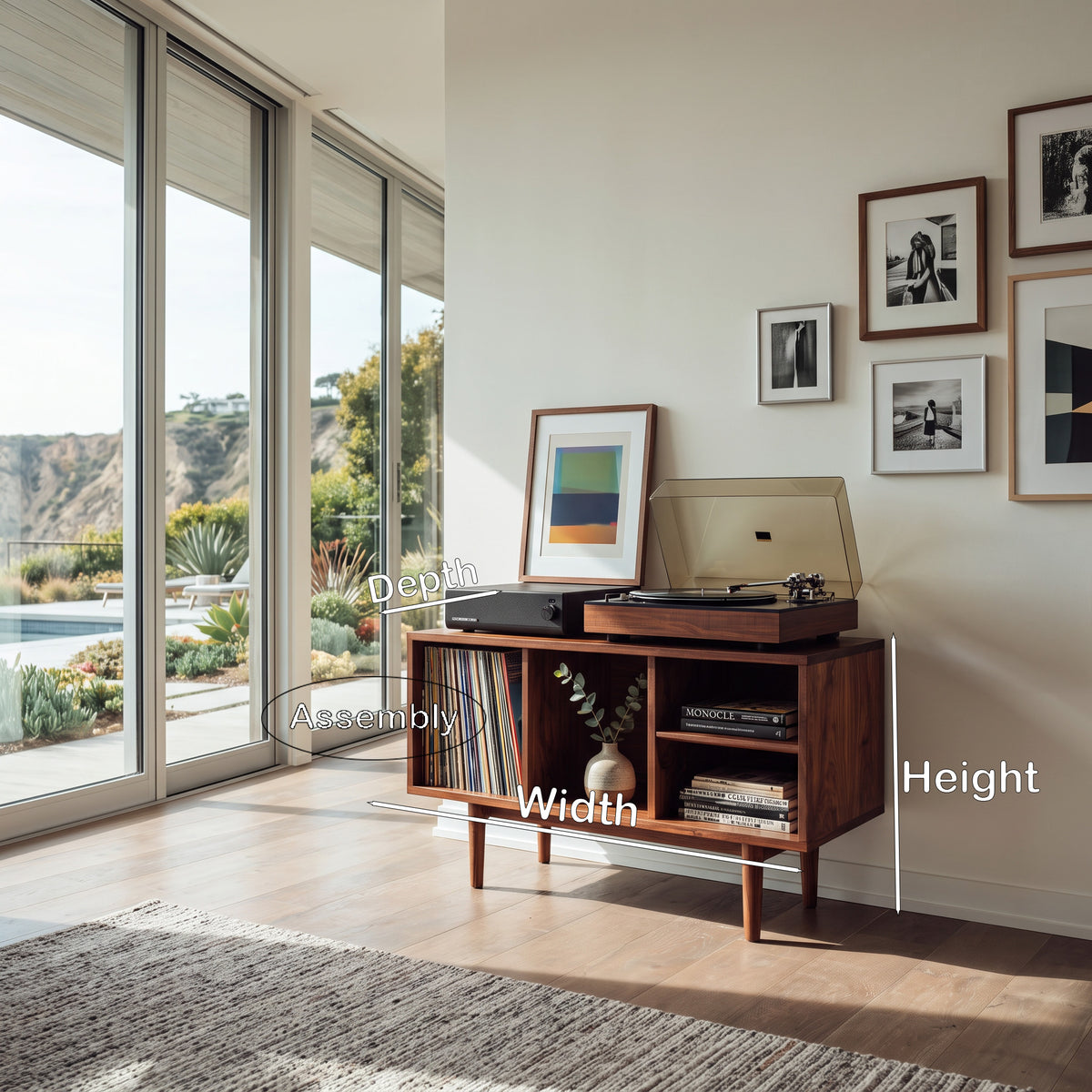 Minimalist Record Cabinet With Four Open Shelves For Interior