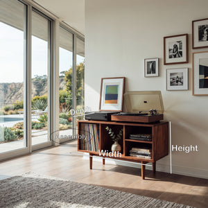 Minimalist Record Cabinet With Four Open Shelves For Interior