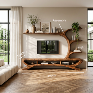 Mid Century Wooden TV Stand Sculptural Design For Living Room