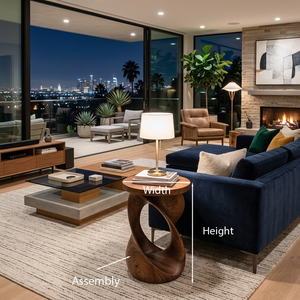 Wooden Side Table With Sculptural Twisted Base For Living Room