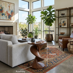 Elegant Side Table With Softly Curved Base For Living Room