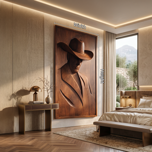 Mid Century Cowboy Silhouette Wall Art For Living Room