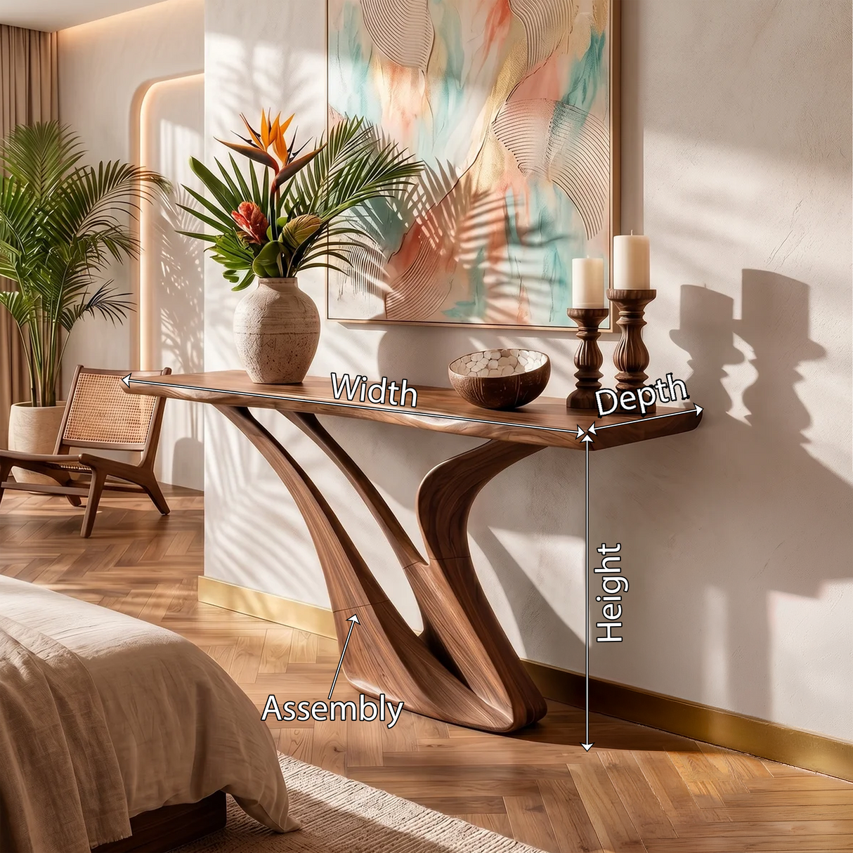 Organic Wing Base Console Table Modern Entryway