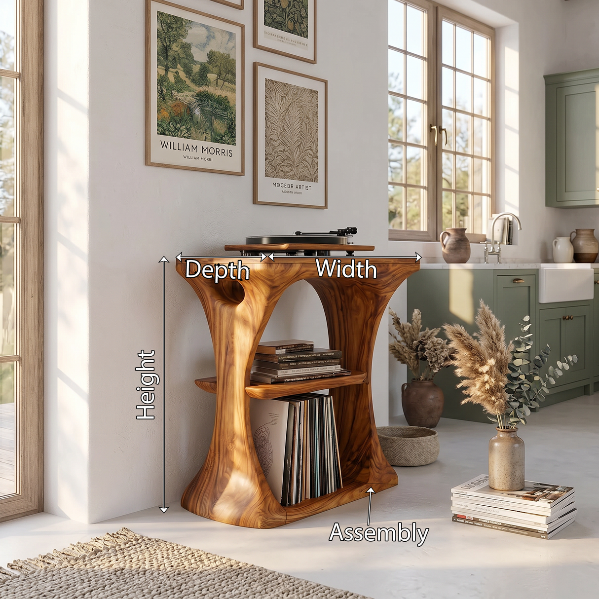 Mid Century Wood Vinyl Cabinet For Livingroom Decor