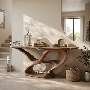 Organic Carved Console Table Contemporary Entryway