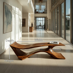 Contemporary Curved Wooden Bench For Corner Living Room